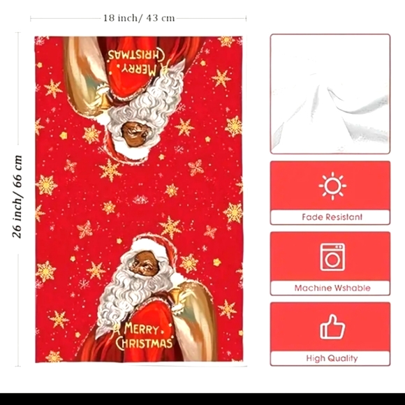 🚨 $5 w/Bundle Purchase 🔥 Santa Christmas Kitchen Towel Microfiber 26" x 18" - Picture 2 of 4